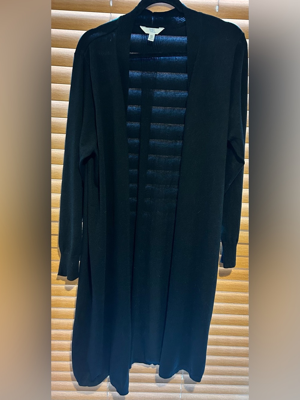 NWOT Time and Tru Black Open-Front Long Cardigan Coat
